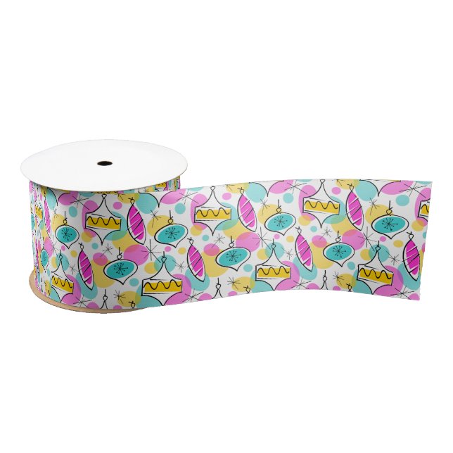 Retro Tree Baubles Multi ribbon (Spool)