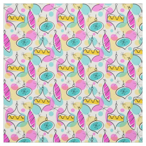 Retro Tree Baubles Multi small pattern Fabric