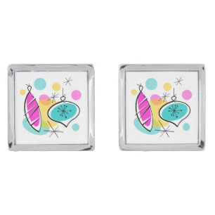 Retro Tree Baubles Pair cufflinks square