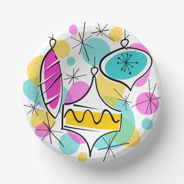 Retro Tree Baubles  Paper Bowls (Front)