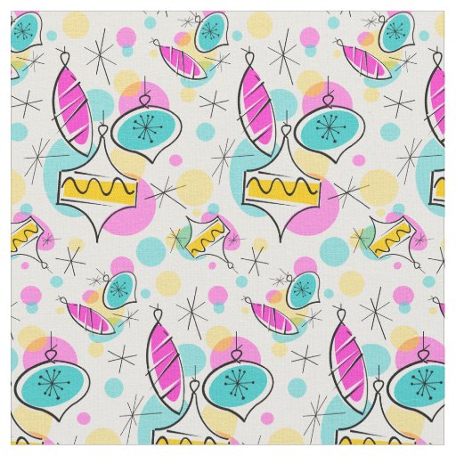 Retro Tree Baubles small pattern Fabric