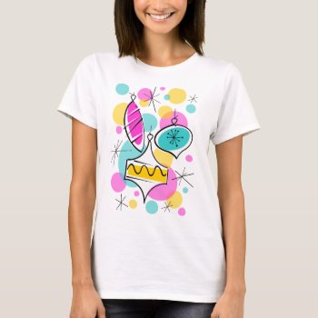Retro Tree Baubles T-shirt Vertical by QuirkyChic at Zazzle