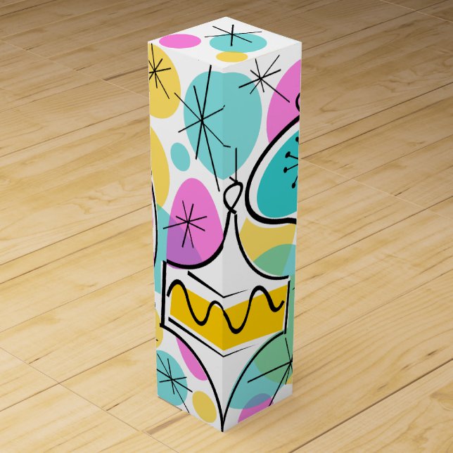 Retro Tree Baubles wine box (Front)
