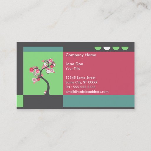 Customizable retro tree business card templates