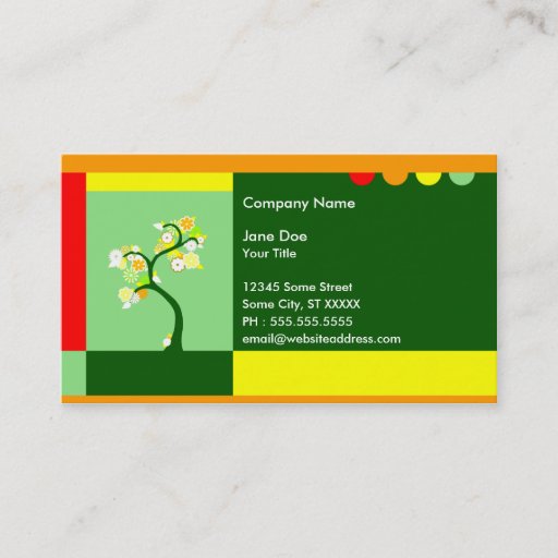 Customizable retro tree business card templates