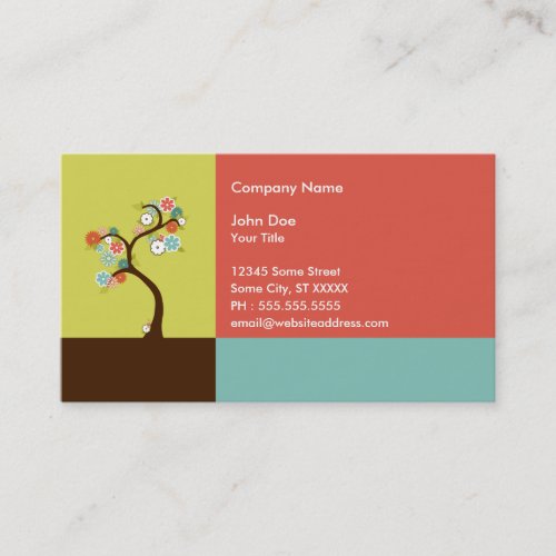 retro tree business card