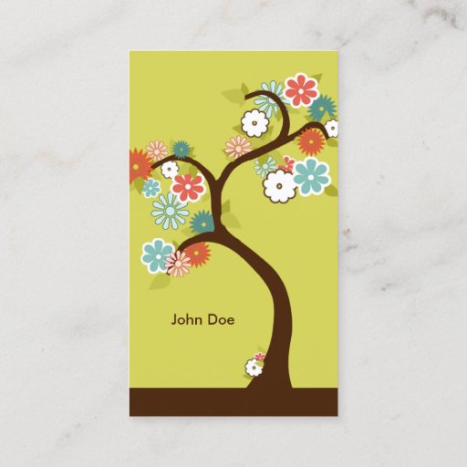 Customizable retro tree business card templates