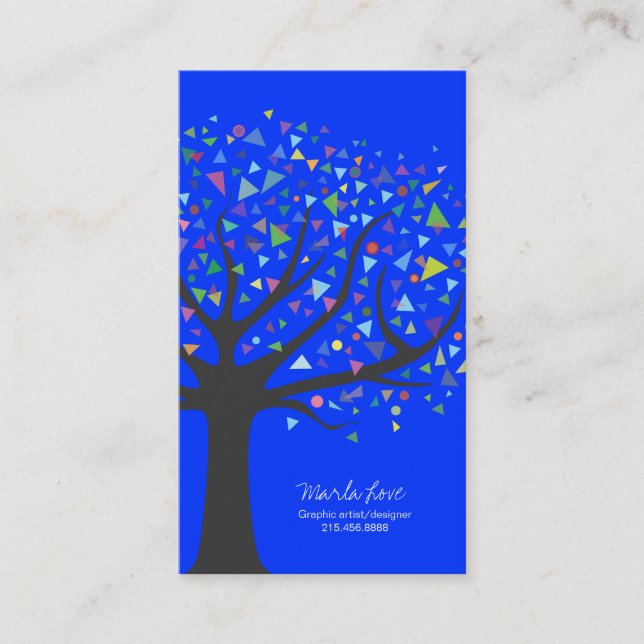 Retro Tree Business Card Art Graphic designer (Front)