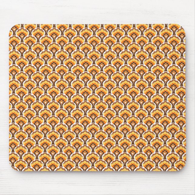 retro tree pattern - orange mouse pad (Front)