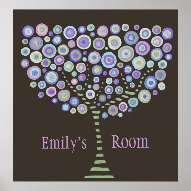 Retro Tree Personalized Name Room Wall Poster (Front)