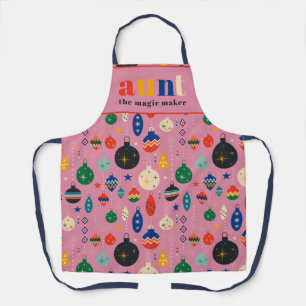 Retro Tree Toys Ornaments Aunt Christmas Kitchen Apron