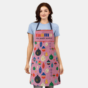 Retro Tree Toys Ornaments Mama Christmas Kitchen Apron
