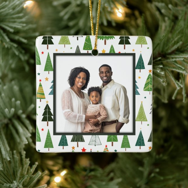 Retro Trees Ceramic Ornament (Tree)