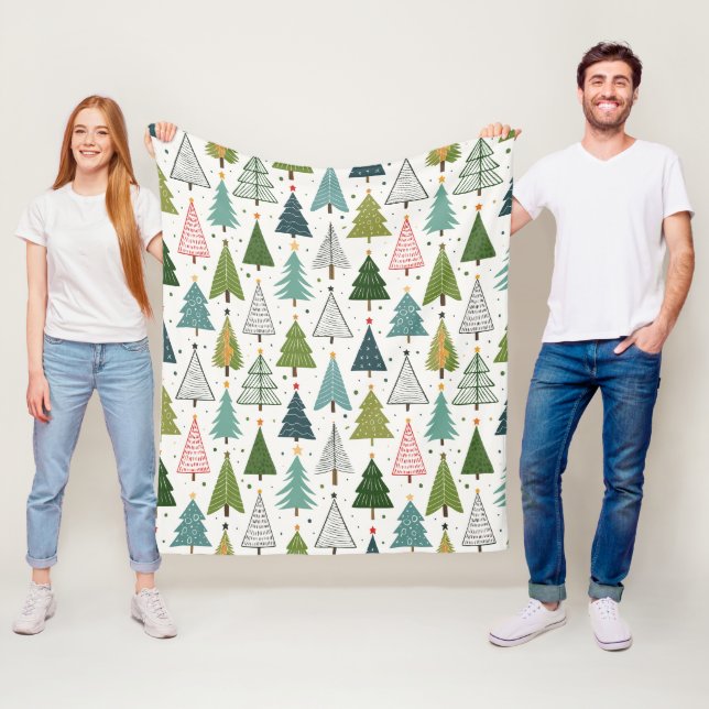 Retro Trees Fleece Blanket (In Situ)