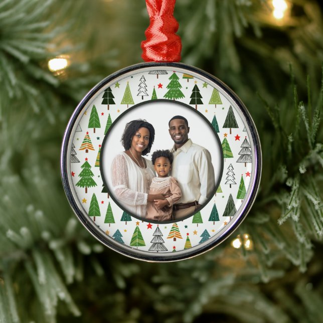 Retro Trees Metal Ornament (Tree)