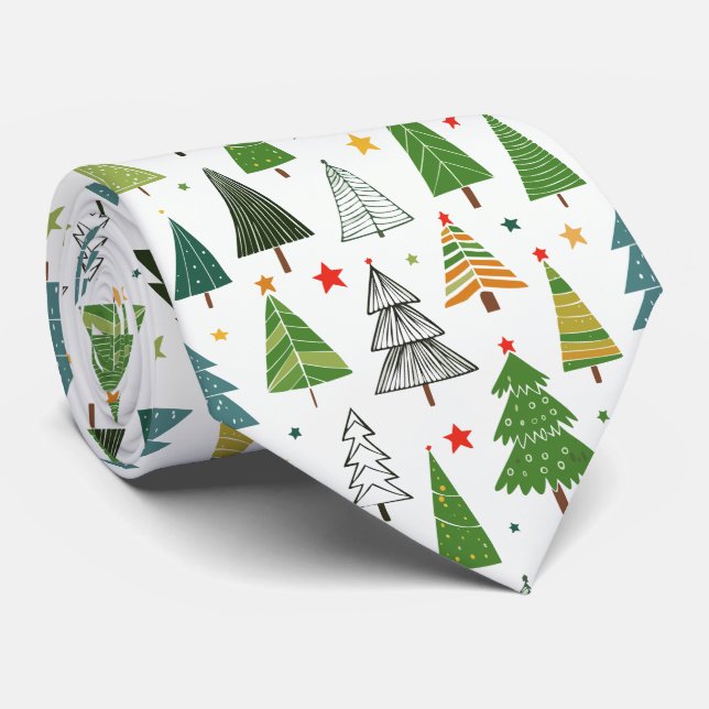 Retro Trees Neck Tie (Rolled)