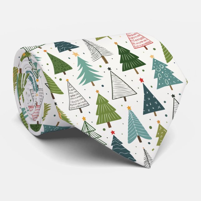 Retro Trees Neck Tie (Rolled)