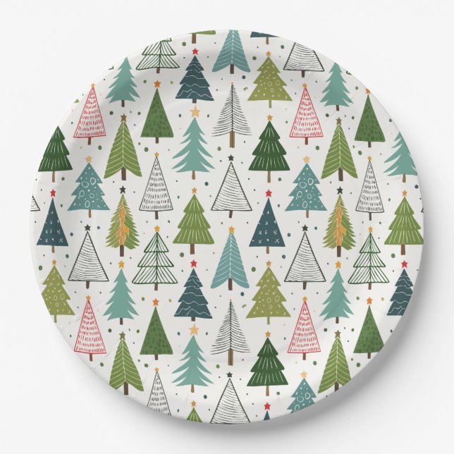 Retro Trees Paper Plates (Front)