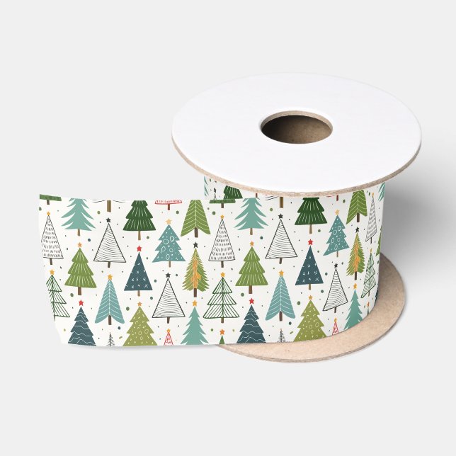 Retro Trees Satin Ribbon (Spool)
