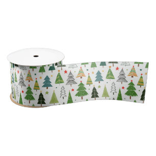 Retro Trees Satin Ribbon