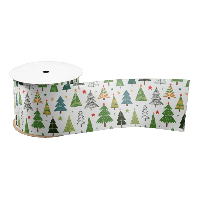 Retro Trees Satin Ribbon (Spool)