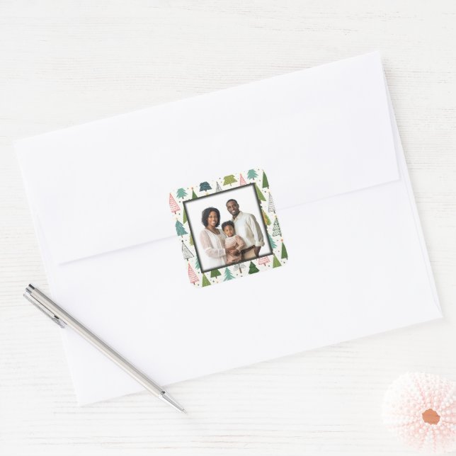Retro Trees Square Sticker (Envelope)