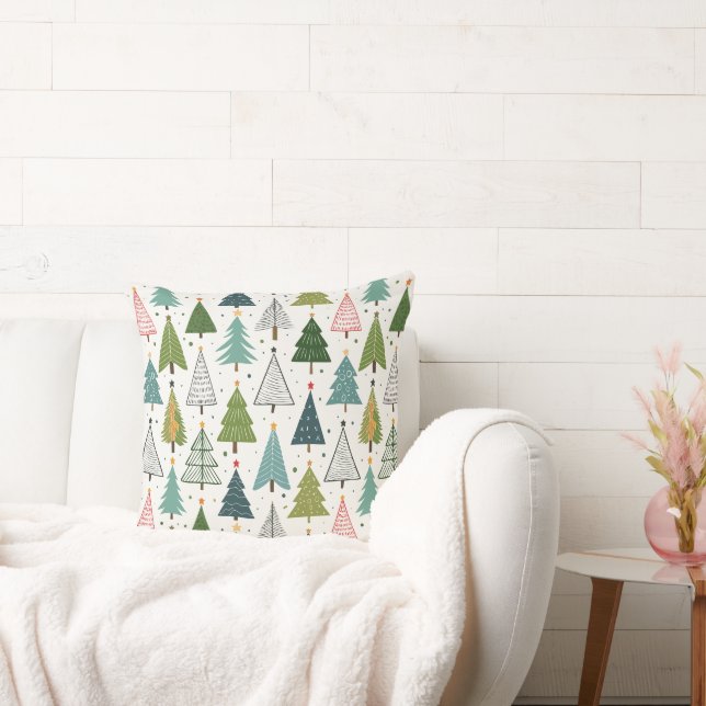 Retro Trees Throw Pillow (Couch)