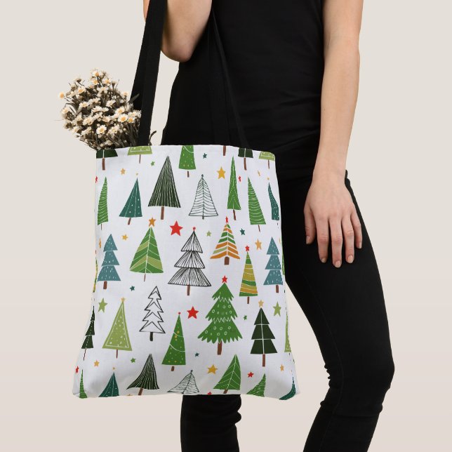 Retro Trees Tote Bag (Close Up)