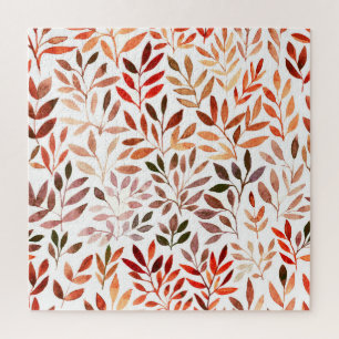 Retro trees, watercolor seamless pattern. jigsaw puzzle