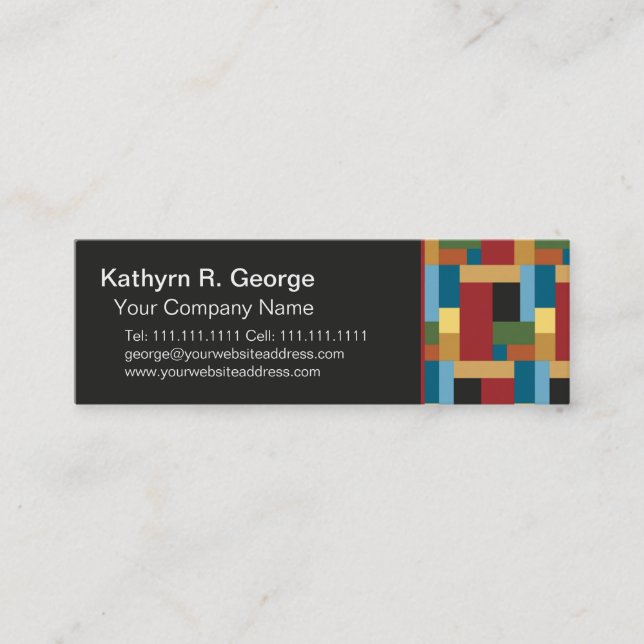 Retro Trend Geometric Elegant Colorful Mini Business Card (Front)