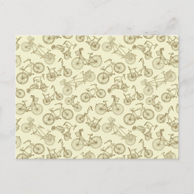 Retro Trendy Bicycle Pattern Postcard (Front)