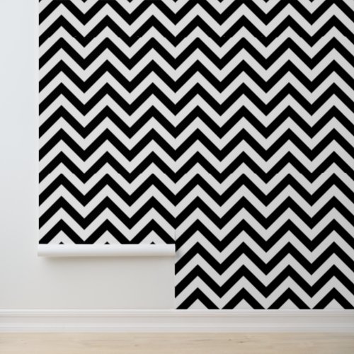 Retro Trendy Black White Chevron Pattern  Wallpaper