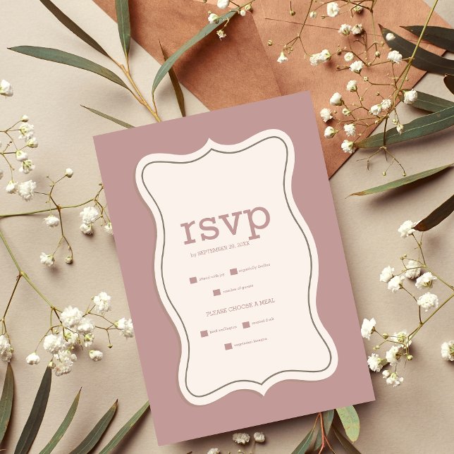 Retro Trendy Curve Squiggle Savy Wedding RSVP Card (Creator Uploaded)