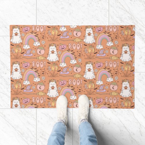 Retro Trendy Cute Halloween Elements Ghost Pumpkin Doormat