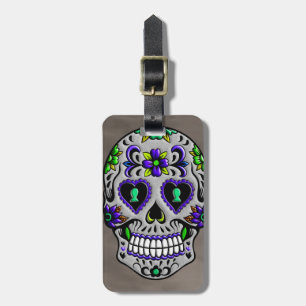 Retro Trendy Day of the Dead Sugar Skull Luggage Tag