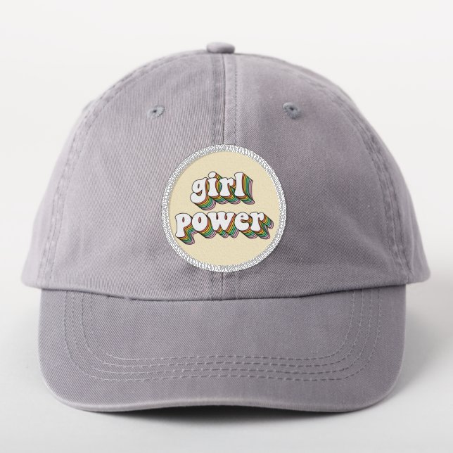 Retro Trendy Groovy Rainbow Girl Power Patch (On Headwear)