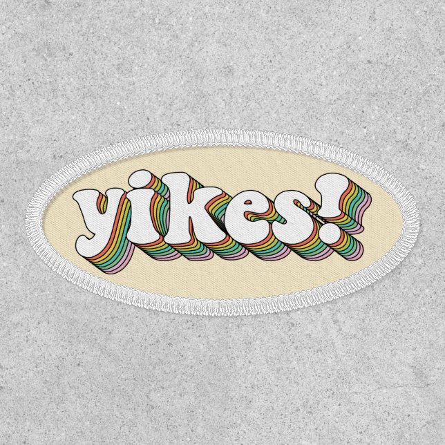 Retro Trendy Groovy Rainbow Yikes Patch (Front)