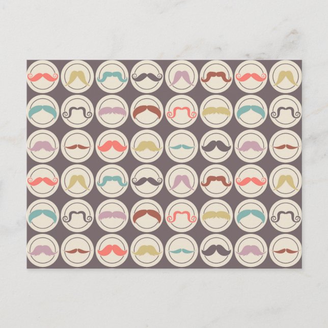 Retro Trendy Handlebar Mustache Postcard (Front)