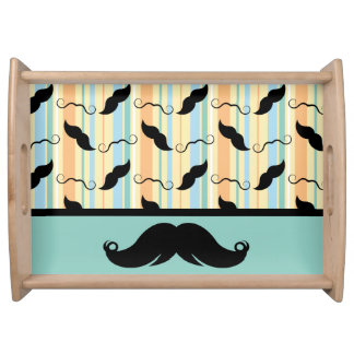 Retro Trendy Handlebar Mustache Serving Tray