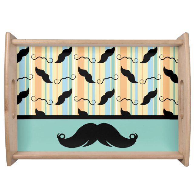 Retro Trendy Handlebar Mustache Serving Tray (Front)