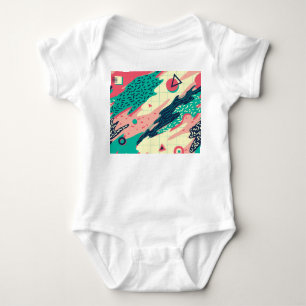 Retro Trendy Memphis Geometric Wallpaper Baby Bodysuit