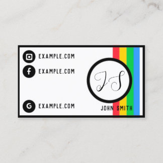 Retro Trendy Minimal Colorful Business Card