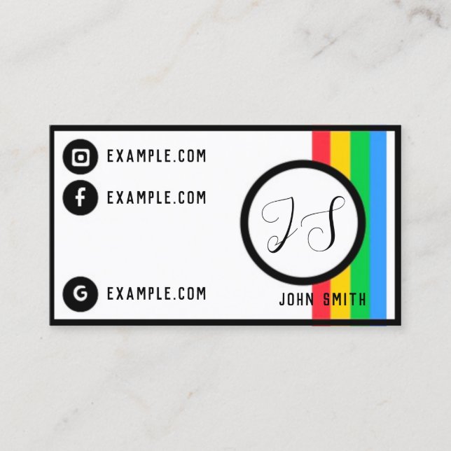 Retro Trendy Minimal Colorful Business Card (Front)