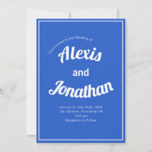 Retro Trendy Playful French Blue White Wedding