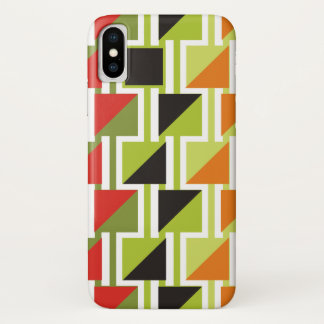 Retro triange pattern and green, black squares iPhone x case