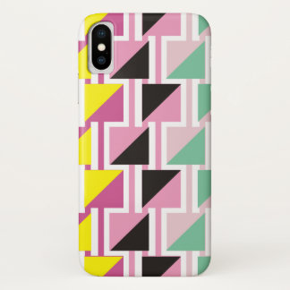 Retro triange pattern and pink, mint squares iPhone x case