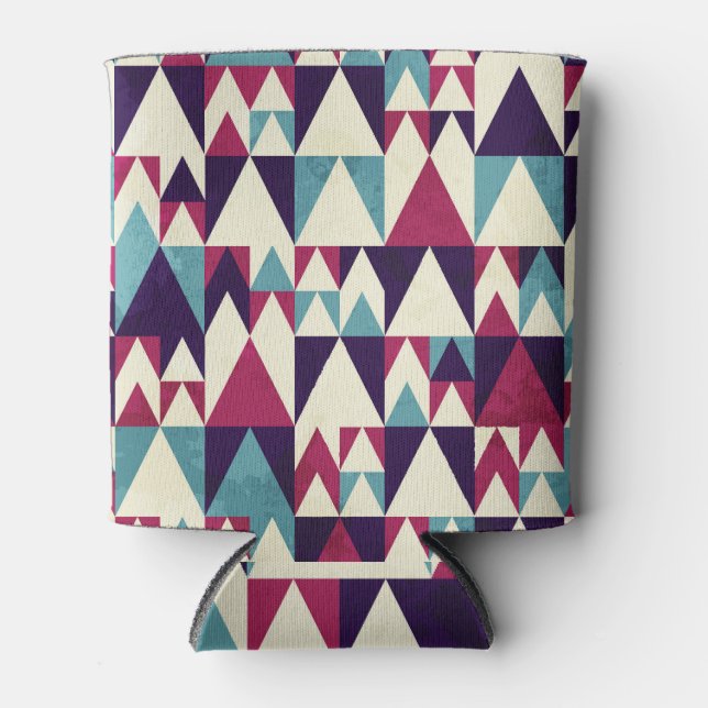 Retro Triangle Geometric Seamless Pattern Can Cooler (Front)