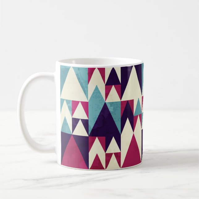 Retro Triangle Geometric Seamless Pattern Coffee Mug (Left)