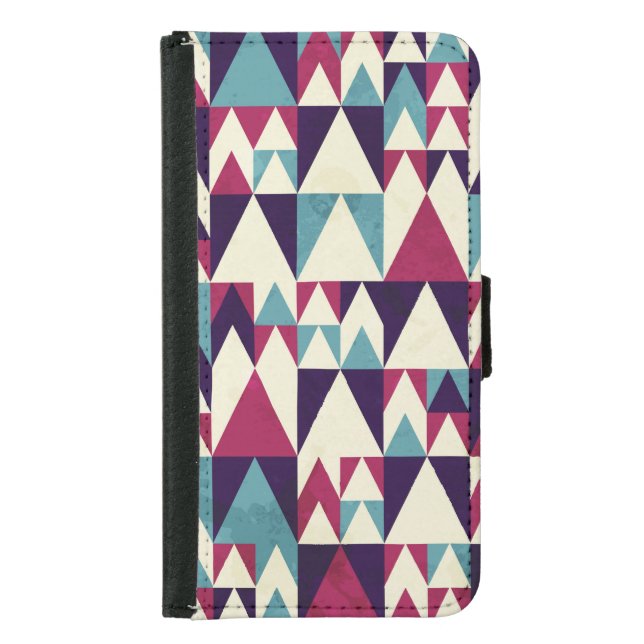 Retro Triangle Geometric Seamless Pattern Samsung Galaxy Wallet Case (Front)