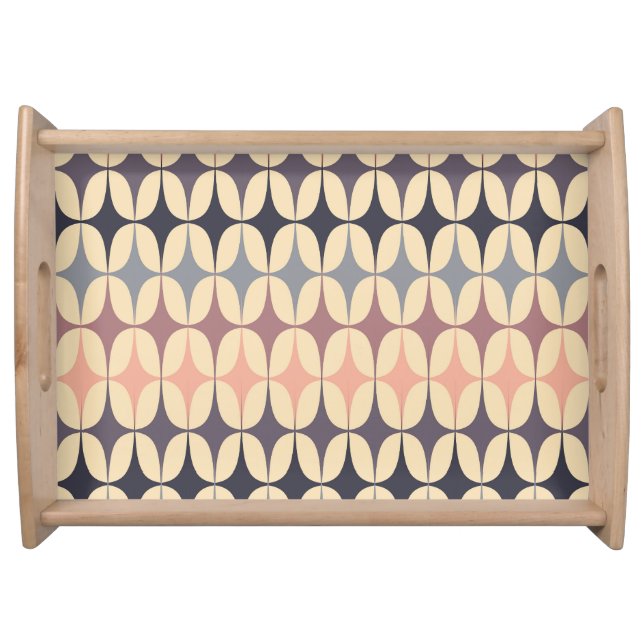 Retro Triangles Abstract Geometric Pattern Serving Tray (Front)